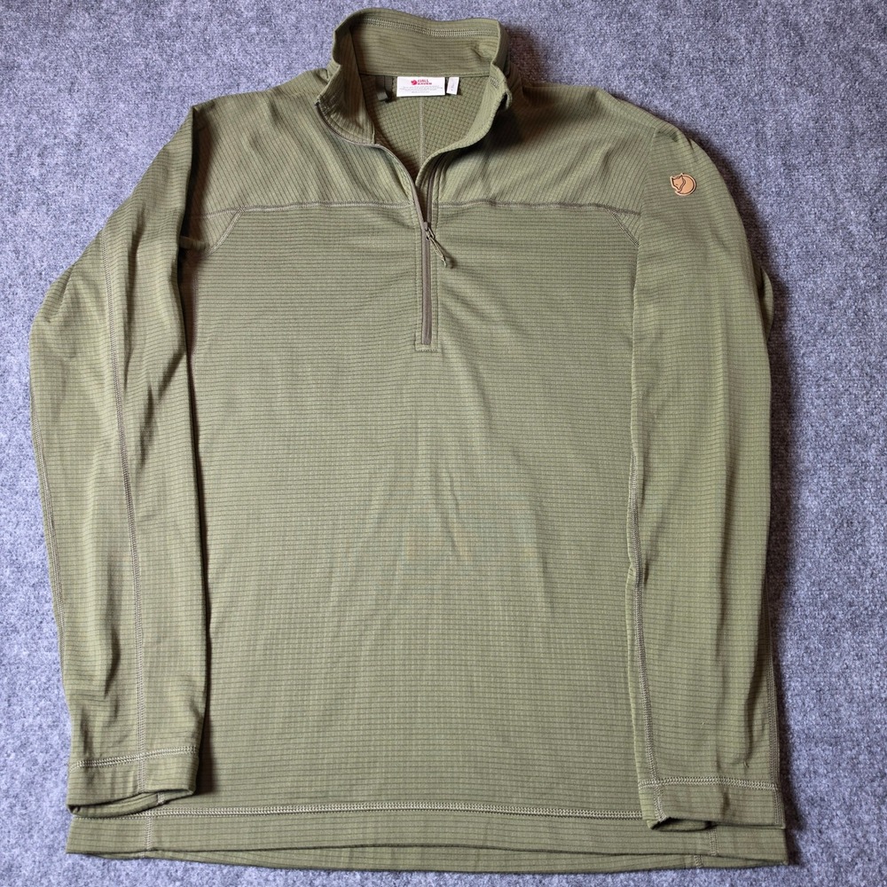 Fjallraven Abisko Lite Fleece Half Zip Mens Large Olive Green Pullover 87113